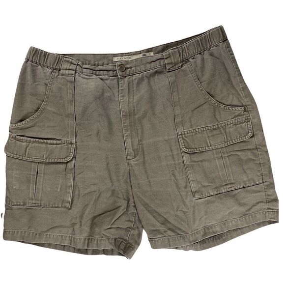 Savane Other - Savane Cargo Short Men 40 Beige Mid Rise Flat Front Elastic Waist Pockets Cotton